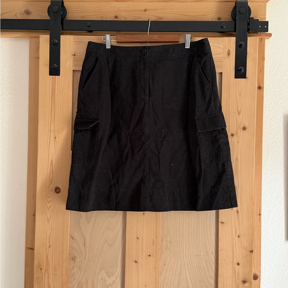 Black Cargo Knee Length Skirt